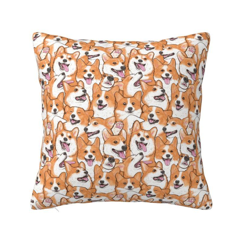 Cute Pet Dog Corgi Throw Pillow Case Cm Decor Home Cushion Cover Soft Polyester Pillowcase Doublesided Printing