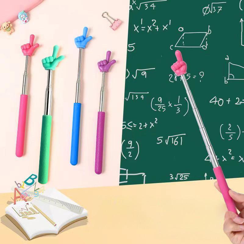 Stainless Finger Pointer Retractable Blackboard Pointer for Teacher Teaching Tool Handheld Reading Stick Stainless Pointer Stick