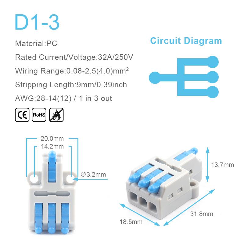 5/10PCS Mini 1 In Multiple Out Quick Cable Connector With Screw Hole Compact Butt Push-in Splitter Splice Terminal Block