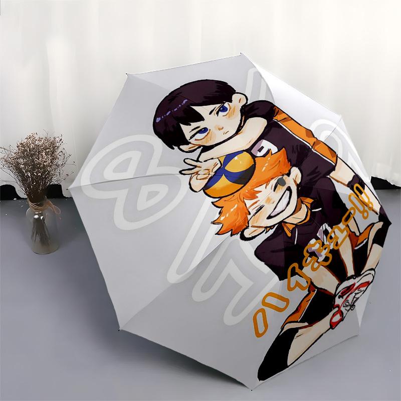 1pc Haikyuu!! Kuroo Tetsurou & Hinata Shoyo Volleyball Team Umbrella Automatic Opening Closing, Portable 3-Fold Design, 8-Bone Iron Frame Outdoor Umbr