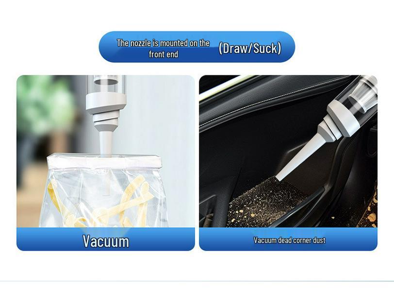 Cordless Car Vacuum Cleaner - Handheld, Dual Suction & Blow, Pet Hair Remover