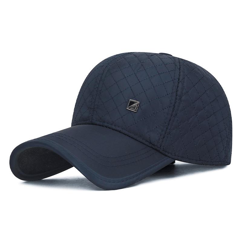 

Шляпа Мужская Осенне-Зимняя Бархатная с Защитой Ушей Теплая Шапка Папа Бейсболка темно-синий