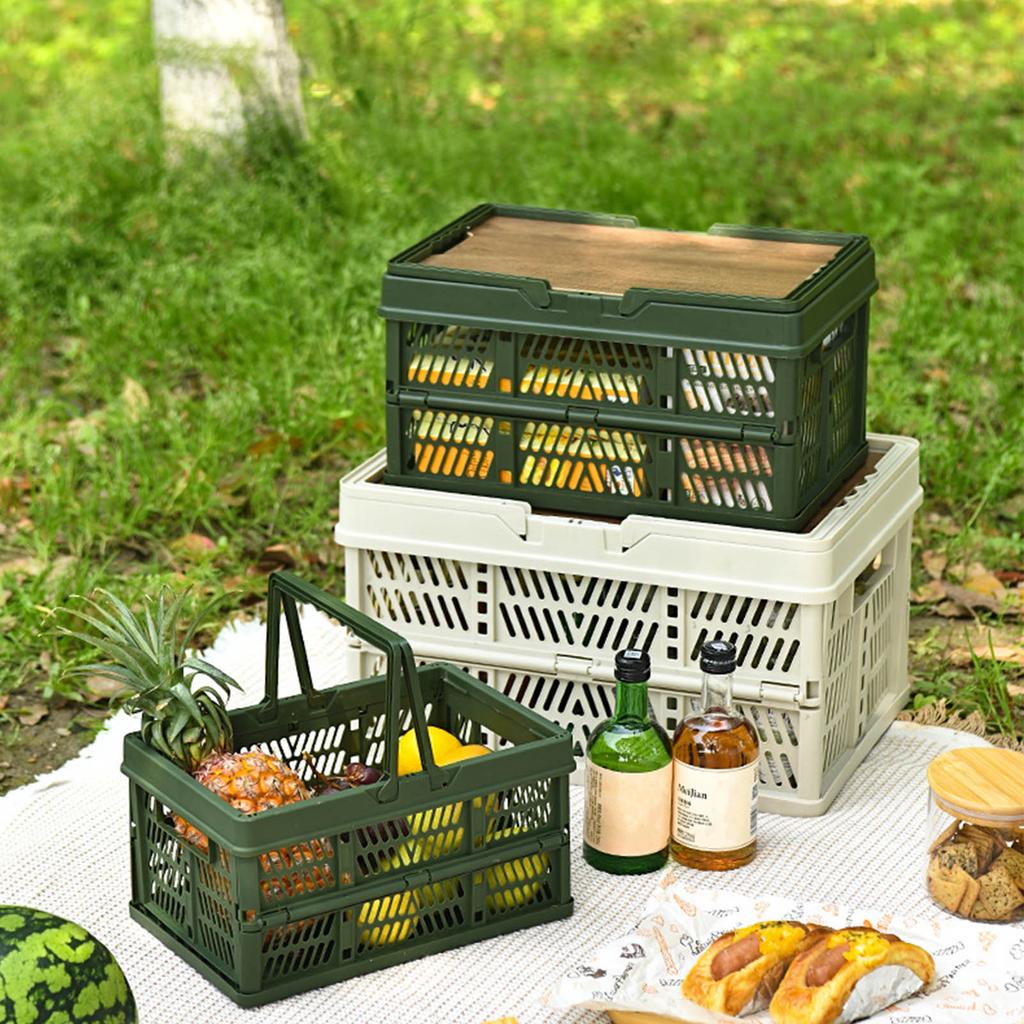 Outdoor Camping Picnic Basket Foldable Large Capacity Multifunction Handheld Camping Storage Basket Picnics Storage Box