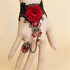 Gotisches Schwarzes Spitzenarmband und Ring Set Vintage Viktorianisches Punk Schmuck für Damen