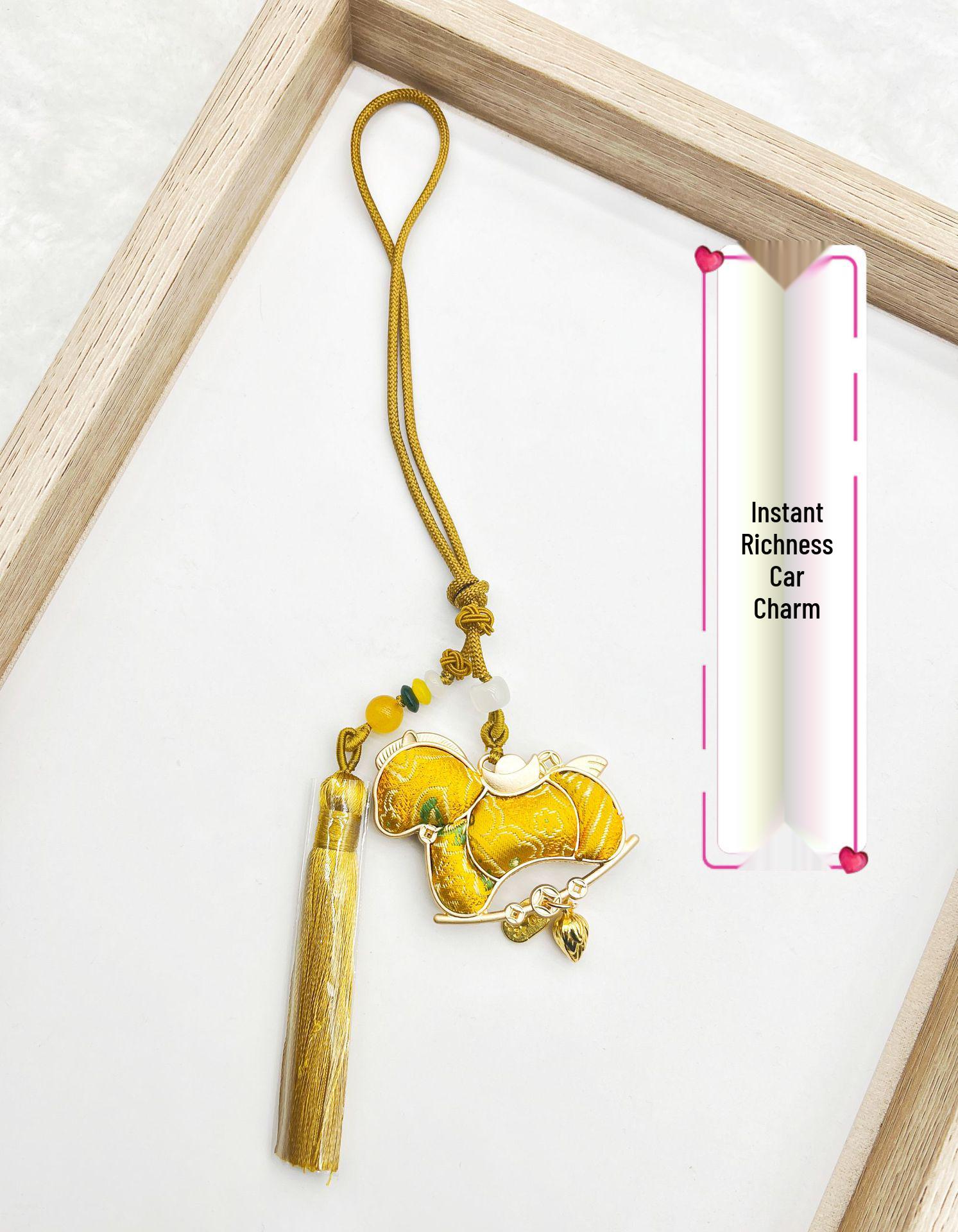 Year of the Horse Wealth Car Hanging: Handmade Chinese Song Brocade Bag, New Year s Ornament Gift.