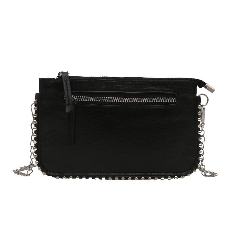Новый темпераментный модный дизайн однотонный ретро свежая текстура плечевая сумка-конверт на цепочке сумка-мессенджер чёрный