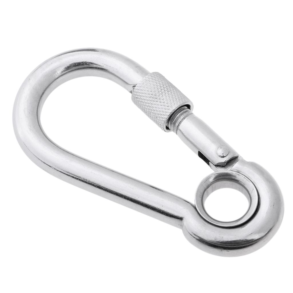 316 Stainless Steel Carabiner Spring Snap Hook with Eyelet Outdoor Camping