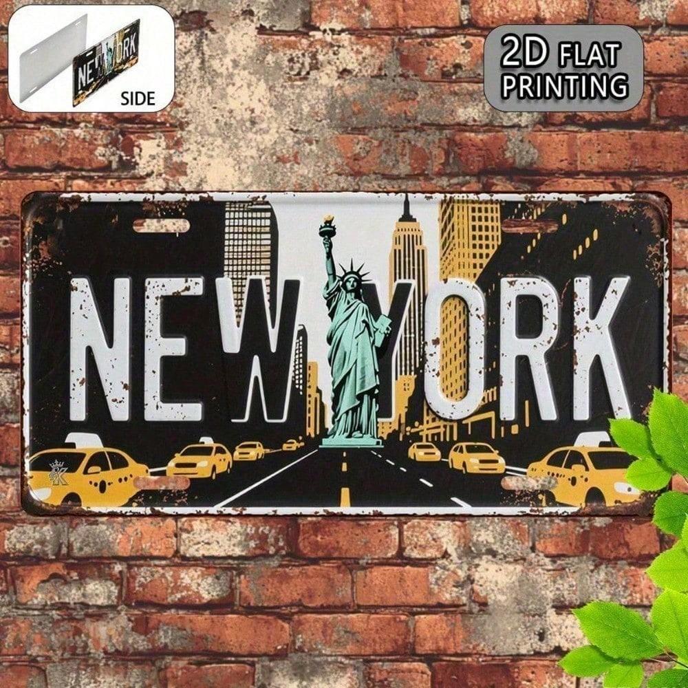 Vintage New Yorker Kennzeichen 5,9x11,8 – Rostfreies Aluminium Auto-Tag für Auto, LKW, SUV, Garage & Man Cave Dekoration, Geschenk für Stadtliebhaber
