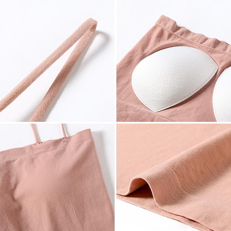 Flarixa Seamless Padded Push Up Camisole Top for Women with Bra Sleeveless Tank Top Body Shaping Elastic Vest Underwear