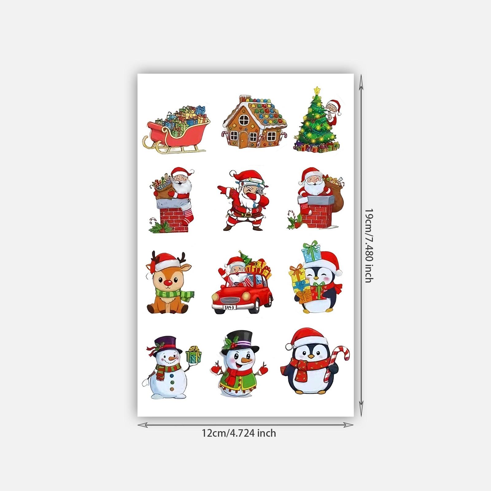 Tattoo Stickers Waterproof Female Lasting Cute Santa Claus Christmas Tattoo Stickers Tattoo Stickers 12*19