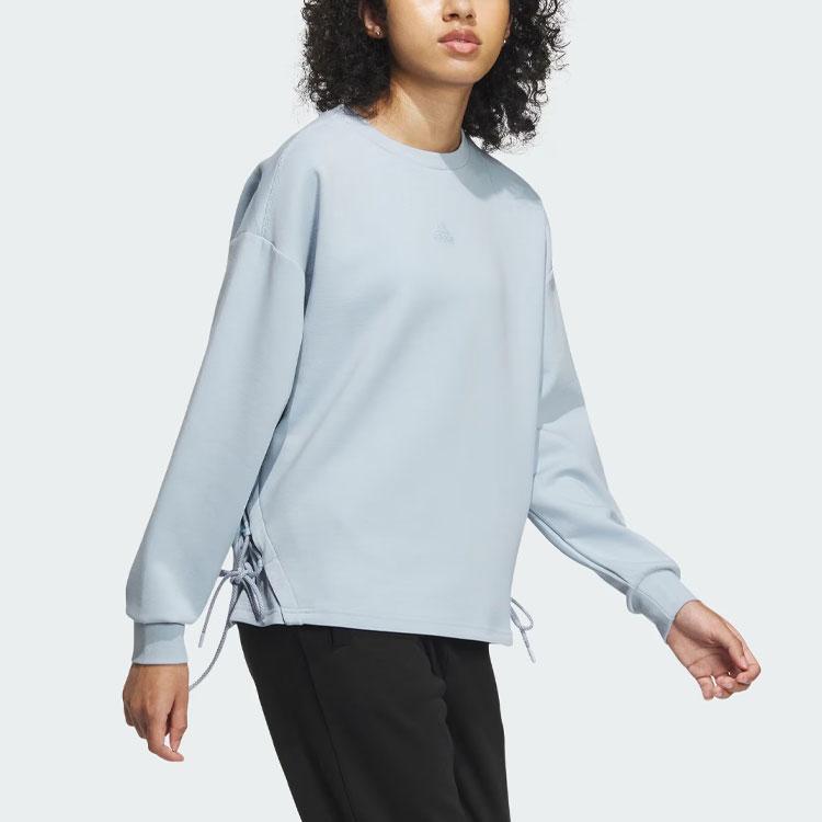 Adidas Future Style Crew Sweatshirt Reflective Stripes Sports Casual Pullover Round Neck Women Sweatshirt Light-Blue IM8954