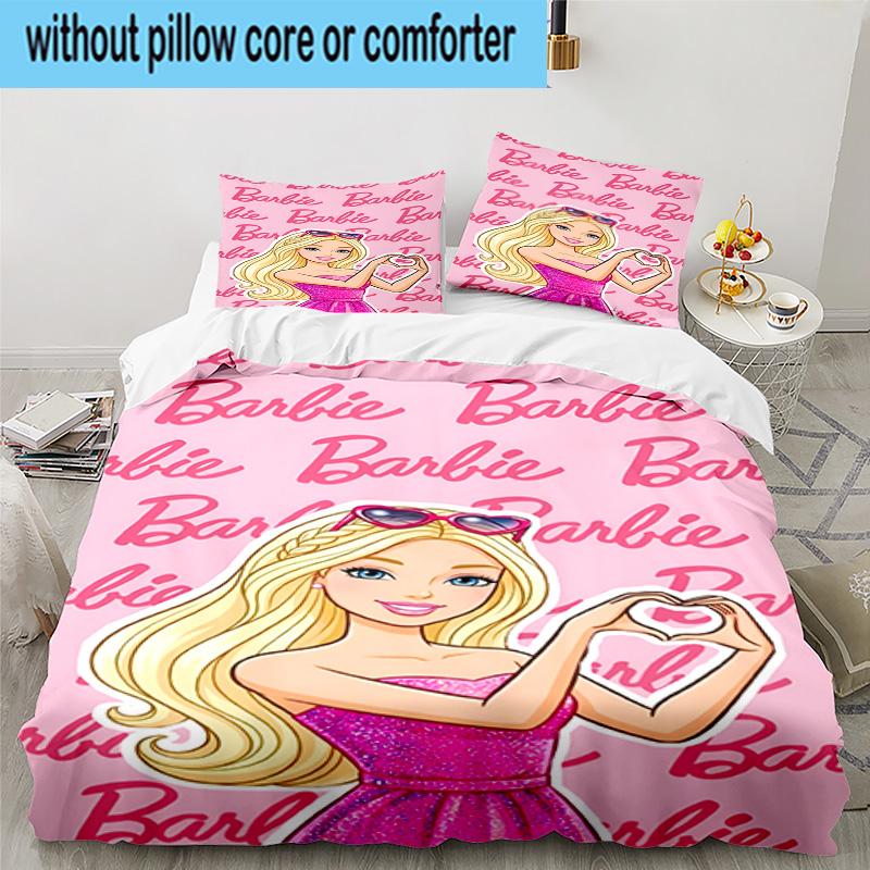 Pink Barbie Fantasy World Printed 3PCS Bedding Set, Includes A Duvet Cover and Two Pillowcases for Bedroom, Suitable for All Seasons Fan Gifts