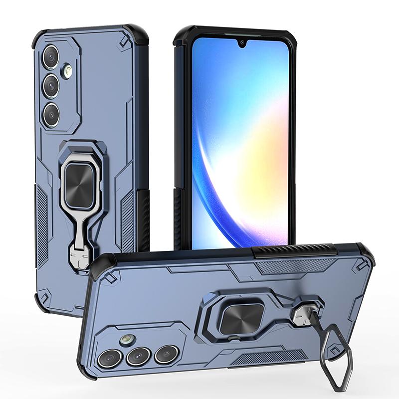 KEYSION Shockproof Armor Case for Samsung A55 5G A35 A26 Silicone+PC Upright Metal Ring Stand Phone Back Cover for Galaxy M16 5G