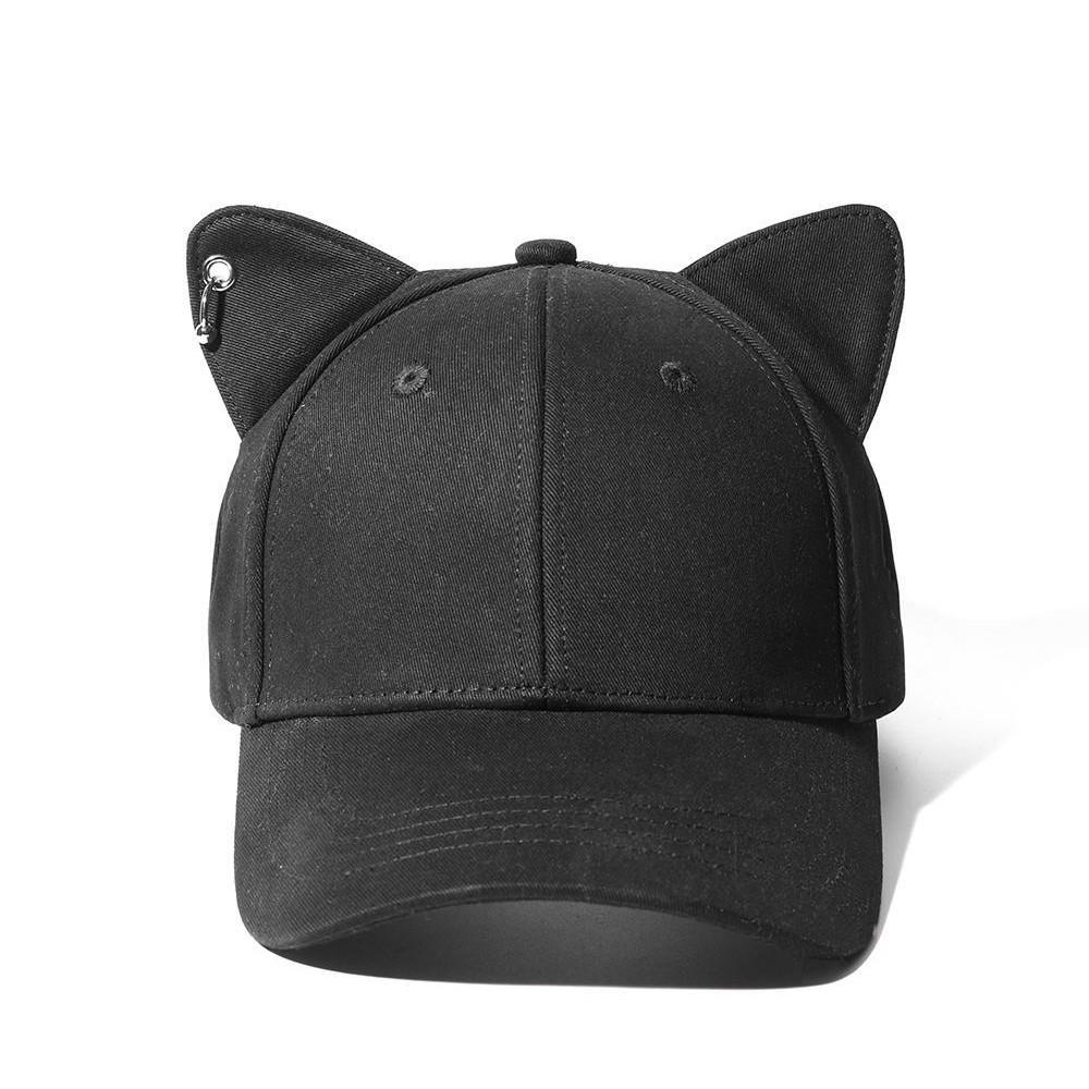 Hard top three-dimensional cat ears baseball cap cute and sweet age-reducing ring buckle hard top face small baseball cap with ears