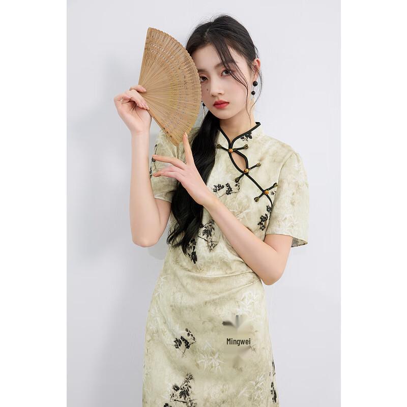 Sancai Plus Size New Chinese Style Floral Qipao Dress