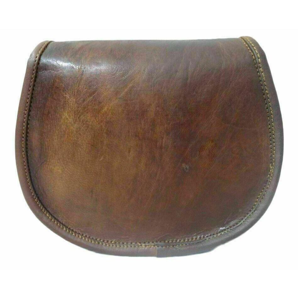 Vintage taška na sedlo Taška přes rameno z pravé kozí kůže Brown Messenger přes rameno