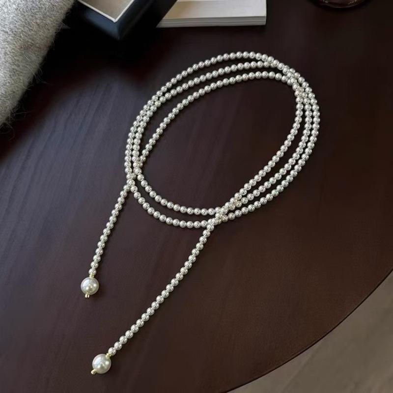 

Extended 150cm glass pearl necklace, a variety of ways to wear it, long necklace, autumn and winter sweater chain for women