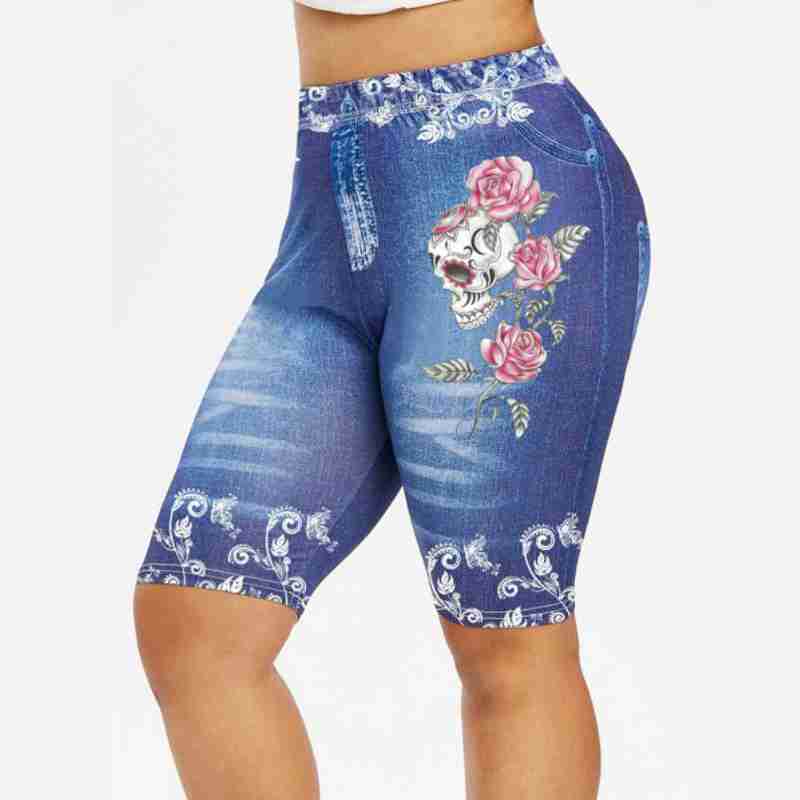 Buy Women Faux Denim Shorts Leggings 