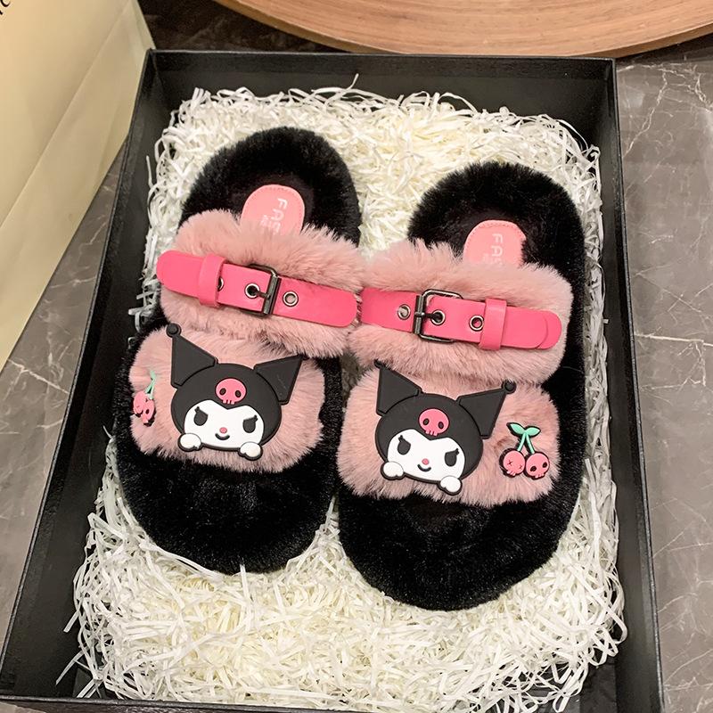 Fairy Wind Kulomi Mao Mao Mop Autumn 2025 New Versatile Fashion Niche Design Thick-bottomed Cotton Slippers