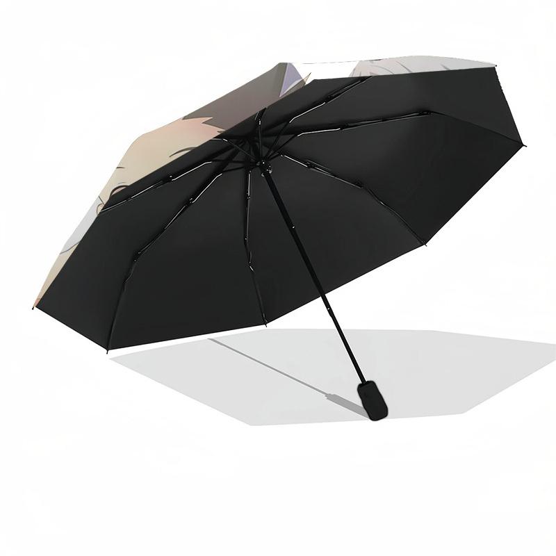 1pc Devil Hunter Chibi Characters Automatic Folding Umbrella Portable 3-Fold Design with Iron Frame, Perfect for Outdoor Use, Festive Gifts, Travel, D