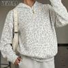 Damenmode Lässiger Leopardenmuster Langarm Kapuzenpullover & Sweatshirts