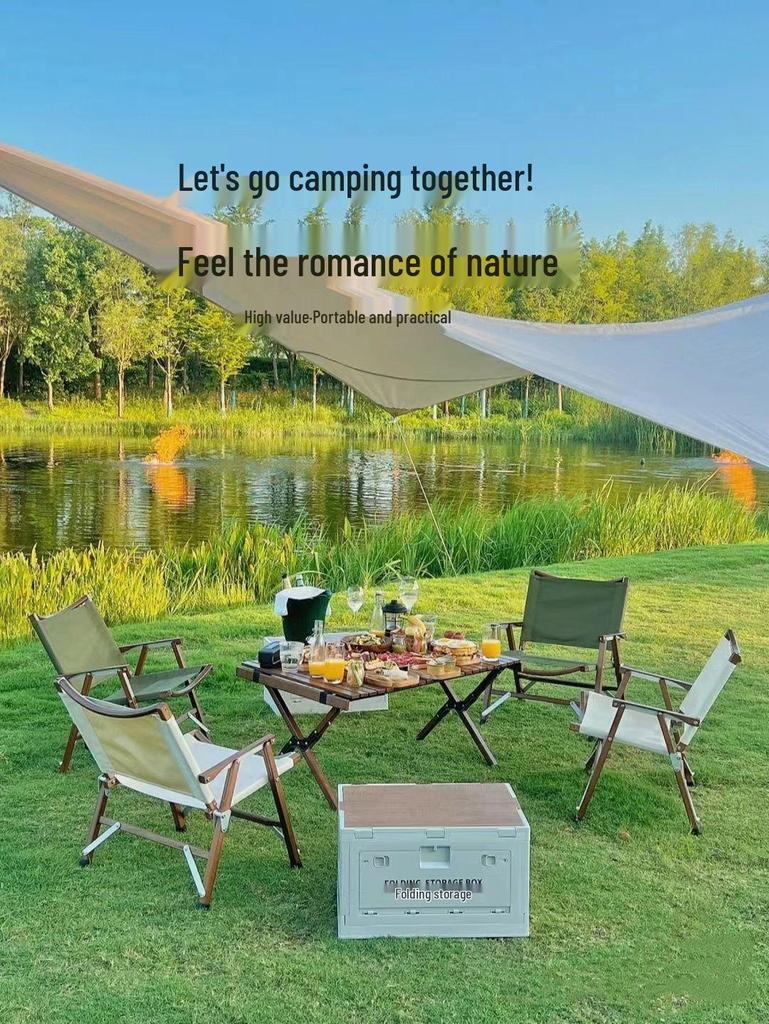 Přenosné skládací venkovní křeslo s opěrkou pro kempování, piknik, grilování, rybaření a kreslení