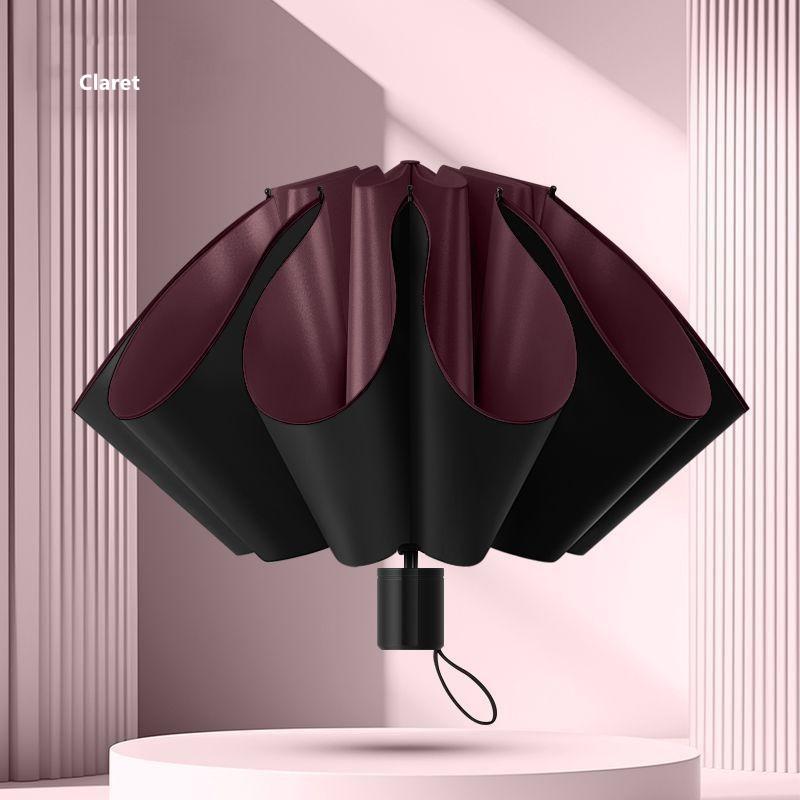 Fully Automatic Umbrella Thickened Reinforced Windproof Rainproof Portable Sun Protection Car-mounted Tri-fold Umbrella