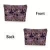 1pc Dark Purple Magi Theme Makeup Bag Chic Halloween Lightweight Foldable Travel Storagewith Witches' Hats,Cosmetic Bag