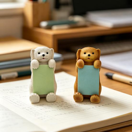 Dog Memo Pad Dispenser Resin Cute Dog Desktop Stick Note Holder for School Home Office Desk Accessories