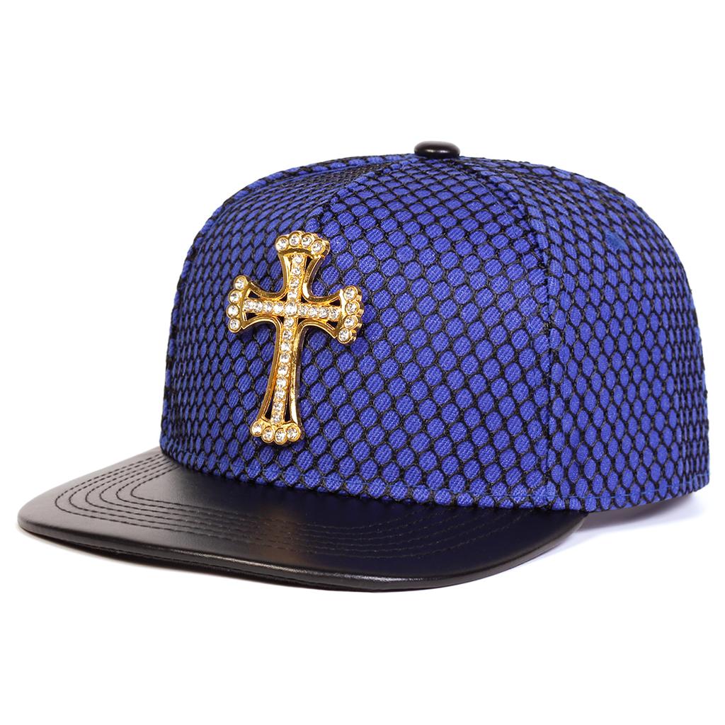 Unisex Metal Cross Decoration Adjustable Designer Baseball Hat Flat Hip Hop Caps Spring Autumn Outdoor Leisure Hats Travel Accessories for Women Men