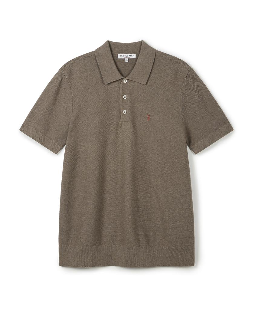 USPOLOASSN Short Sleeve Collared Knit_Melange Beige