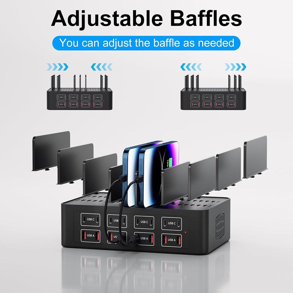 Caricabatterie Rapido Multi-Dispositivo 150W a 16 Porte & Supporto per Telefono/Tablet