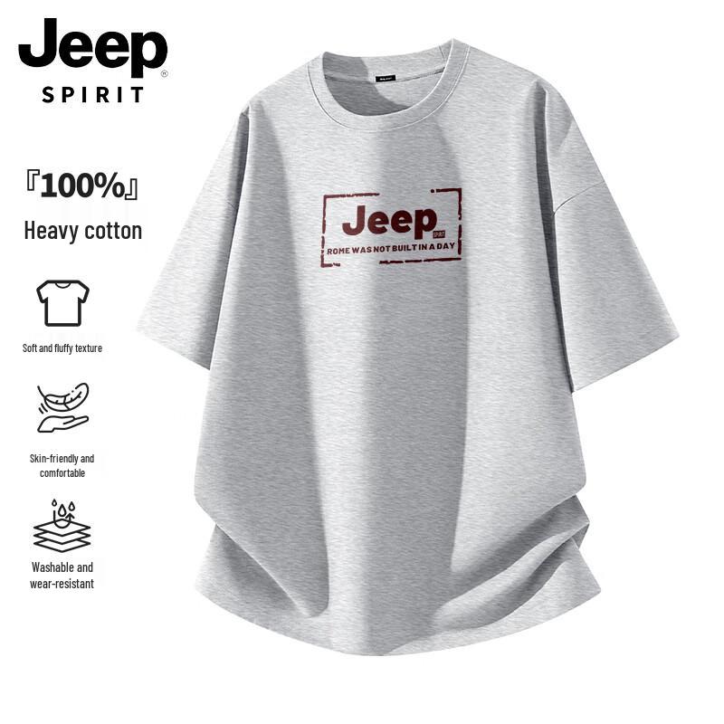 

JEEP SPIRIT Men s 2026 Summer Cotton Crew Neck T-Shirt XL