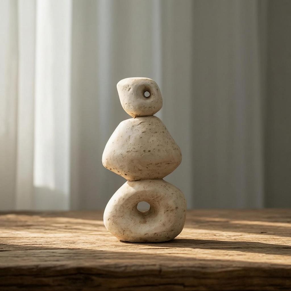 Abstract Sculpture Minimalist Geometric Textured for Shelf, Residents