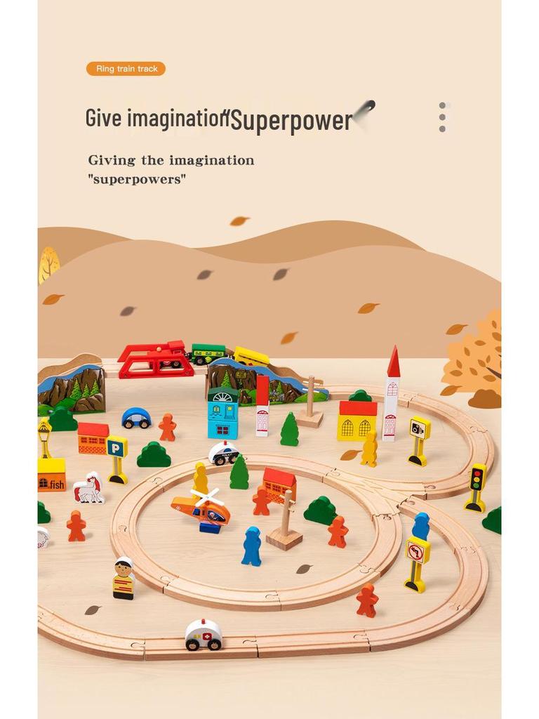 100-Piece Wooden Electric Track Set for Kids 3-5 Years: Educational Toy