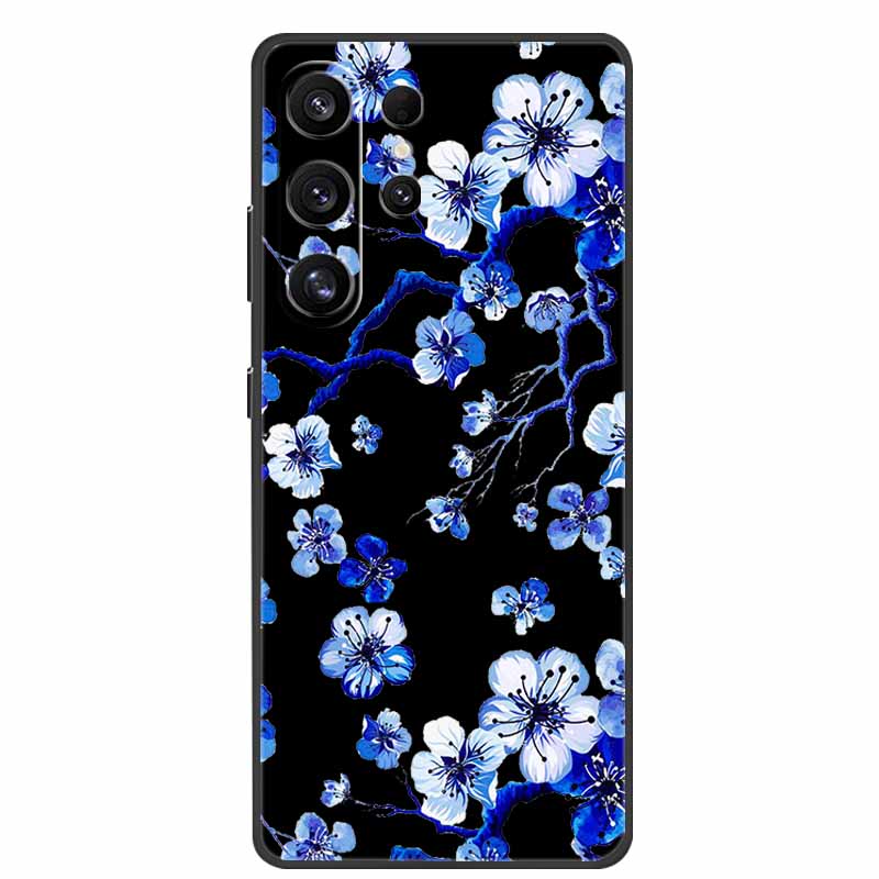 For Samsung Galaxy S26 Ultra Case Cute Floral Black Luxury Soft Silicone Back Cover For Samsung S26 Ultra Cases GalaxyS26 Ultra