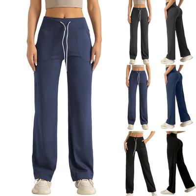 Damen Yoga Hosen Weitbein Hosen Mit Taschen Freizeithosen Elastischer Bund Jogginghosen