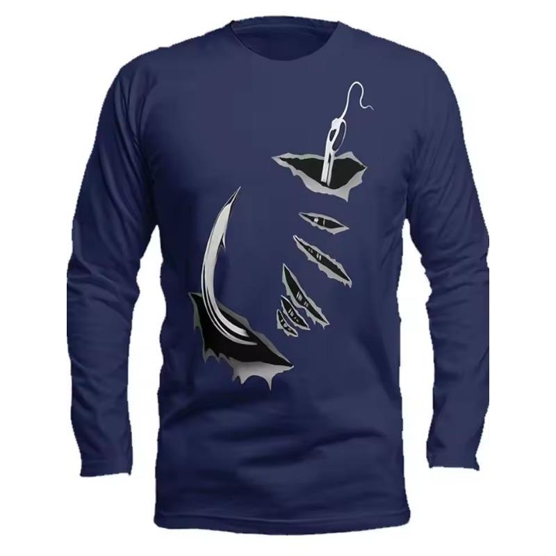 3D-Druck Herren Angelshirt Outdoor Langarm UV-Schutz Atmungsaktiv Schnelltrocknend Leicht Schweißableitend Tops Frühling Sommer Angeln