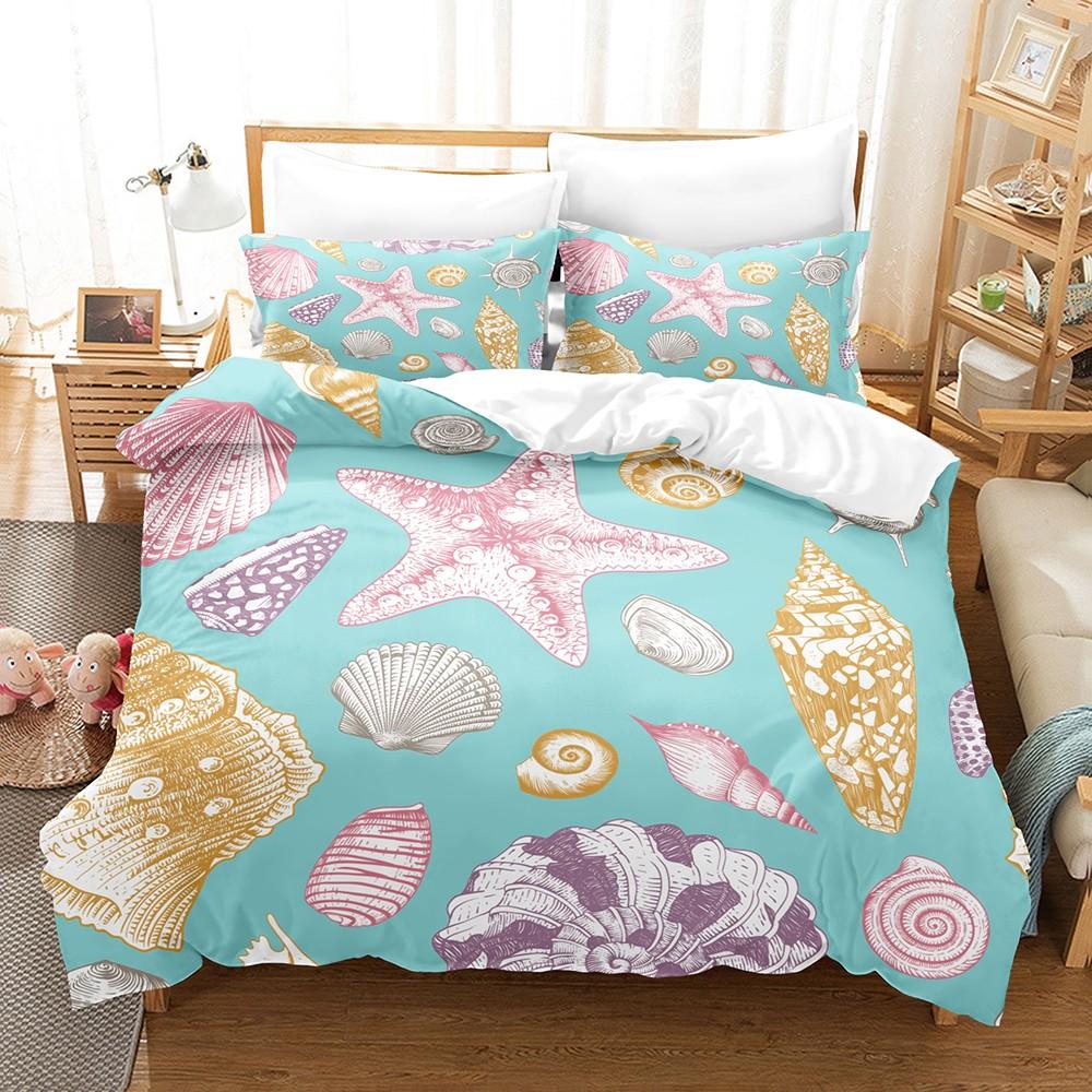 Soothing Underwater Theme Bedding Set 3D Print Quilt Cover Set 3PCS Soft Blue Mint Green Kids Sea Creatures Decor Home Suitable