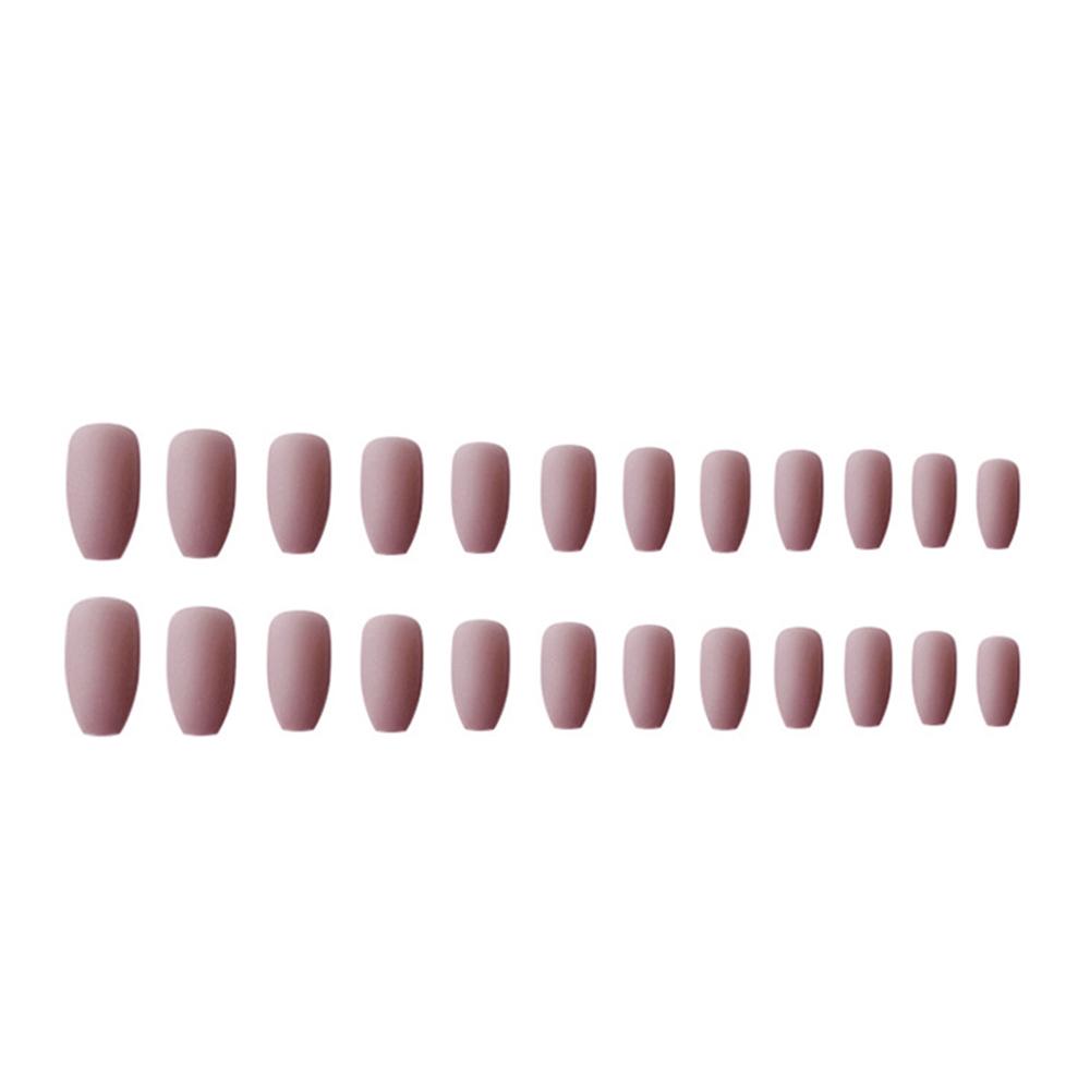 24ks Ballerina Pure Color Matte Coffin Nails Full Cover Medium Falešný Gel Matný lis na nehty