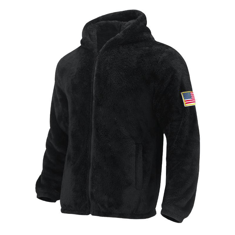 Men's 2023 Double-Sided Fleece Hooded Flag Logo Jacket