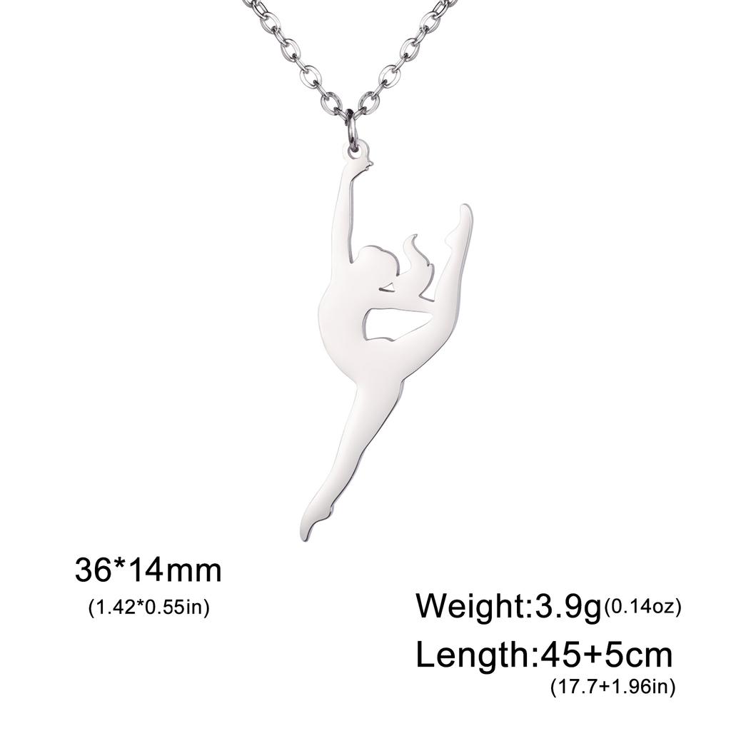 Teamer Gymnastics Design Necklace for Women Girls Fashion Sports Pendant Stainless Steel Jewelry Dancer Gymnast Birthday Gifts