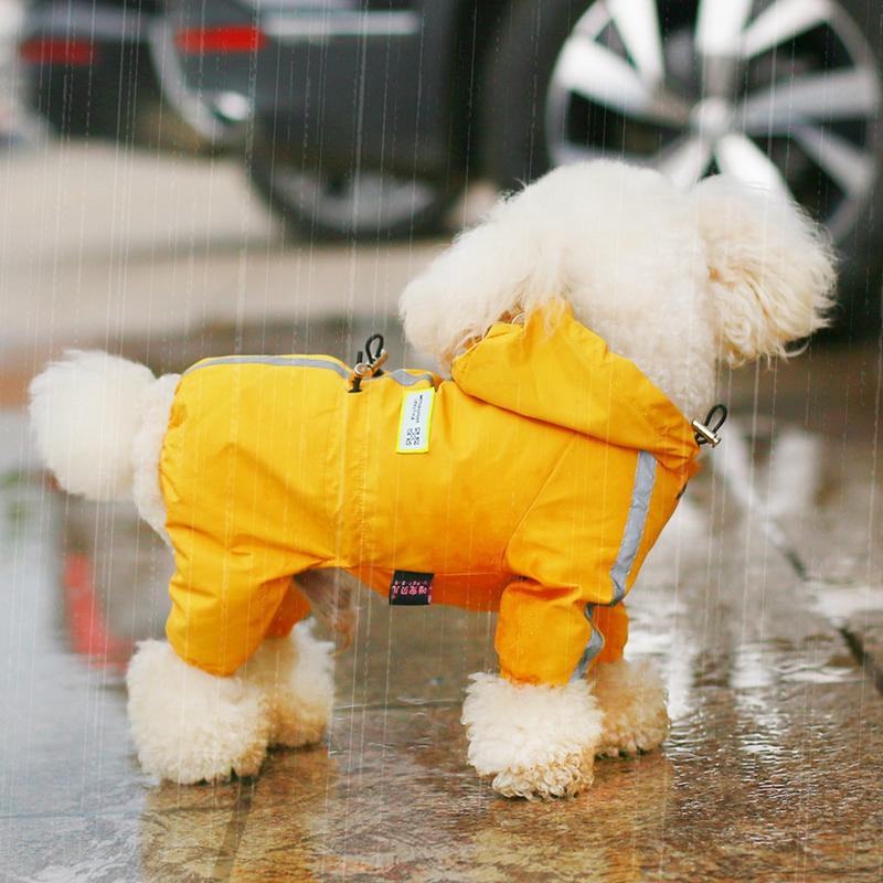 S-2XL PU Dog Raincoat Waterproof Small Medium Pets Rain Coat Reflective Dog Clothes for Small Dog Hooded Jumpsuit Pet Clothing