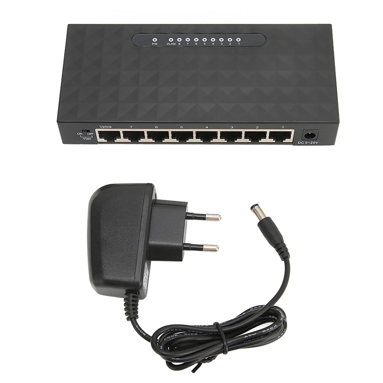 

Network Switch Gigabit 1000Mps 8 Ports Self Adaptive Switch Ethernet Adapter for Office Home EU Plug