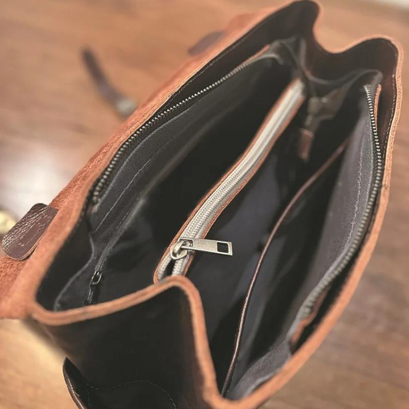 Johnature Genuine Leather Women's Backpack Large Capacity Commuting Travel Backpack Multi Functional Shoulder Bag