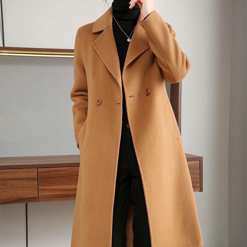Autumn and Winter Latest Woolen Coat Womens Medium and Long Over-knee Relaxed Fit and Thin Stylish Coat Women