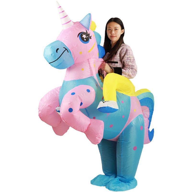Halloween Colorful Horse Mount Costume Cartoon Party Christmas Walking Meteor Unicorn Inflatable Suit