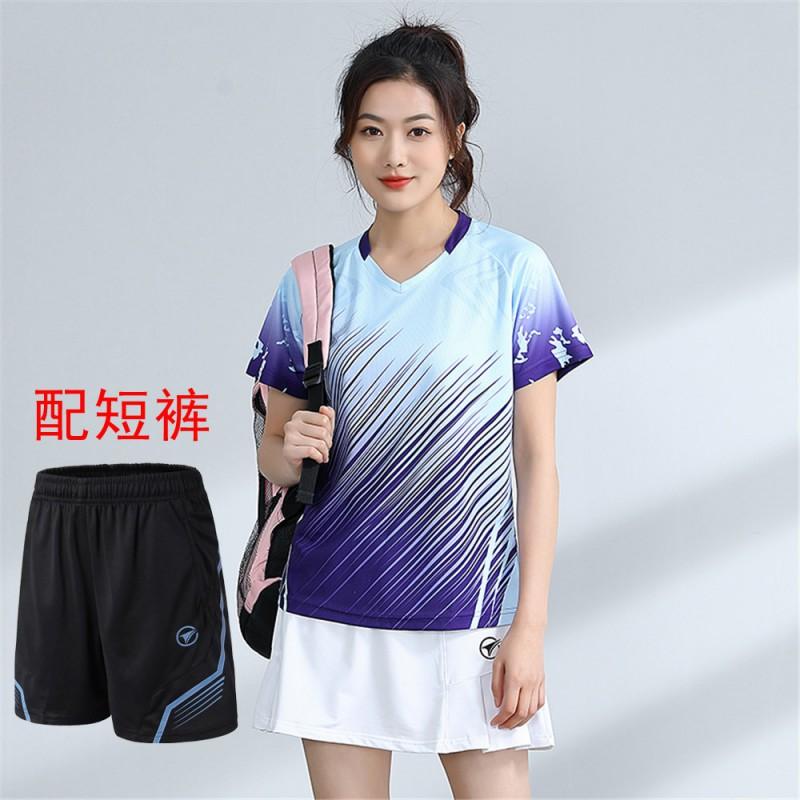 Unisex Badminton Sport Set Short Sleeve Top Shorts Men Women Kids Athletic Wear