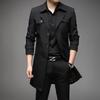 Men's Slim Fit Mid-Length Windbreaker Jacket, Korean Style Plus Size, M-8XL, for Casual or Business Wear, Ideal for Spring and Autumn.