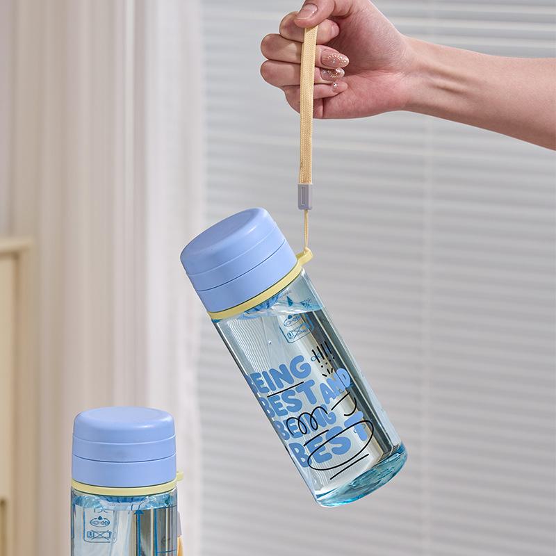 Water Bottle New Water Cup for Male and Female Students Food Grade Plastic High Temperature Resistant Graduated Cup Simple Drop-proof Portable Filter